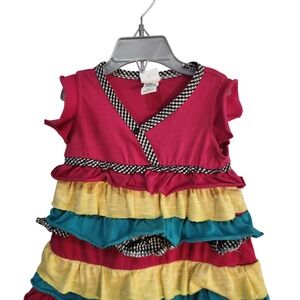 Harajuku Mini for Target Girls Dress 2T Pink Yellow Teal Ruffle Sleeveless Retro